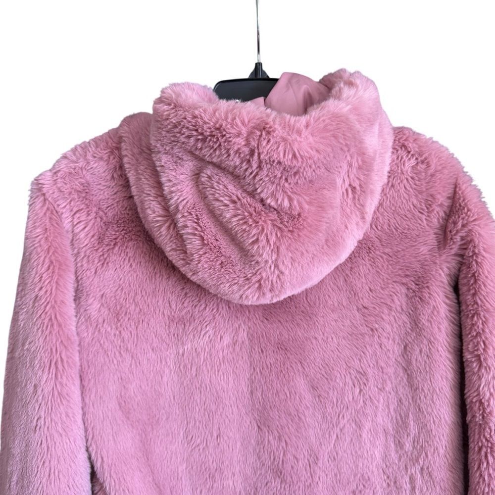 Under Armour Fluffy Pink Kids Faux Fur Puffer Jacket Size Youth Large Super Soft - Picture 5 of 7